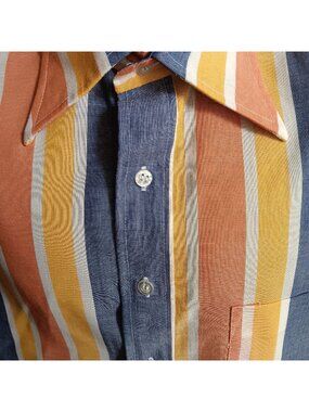 True Vintage 60's Medium Beach Boys Shirt Striped Surfer Hadway Short Sleeve